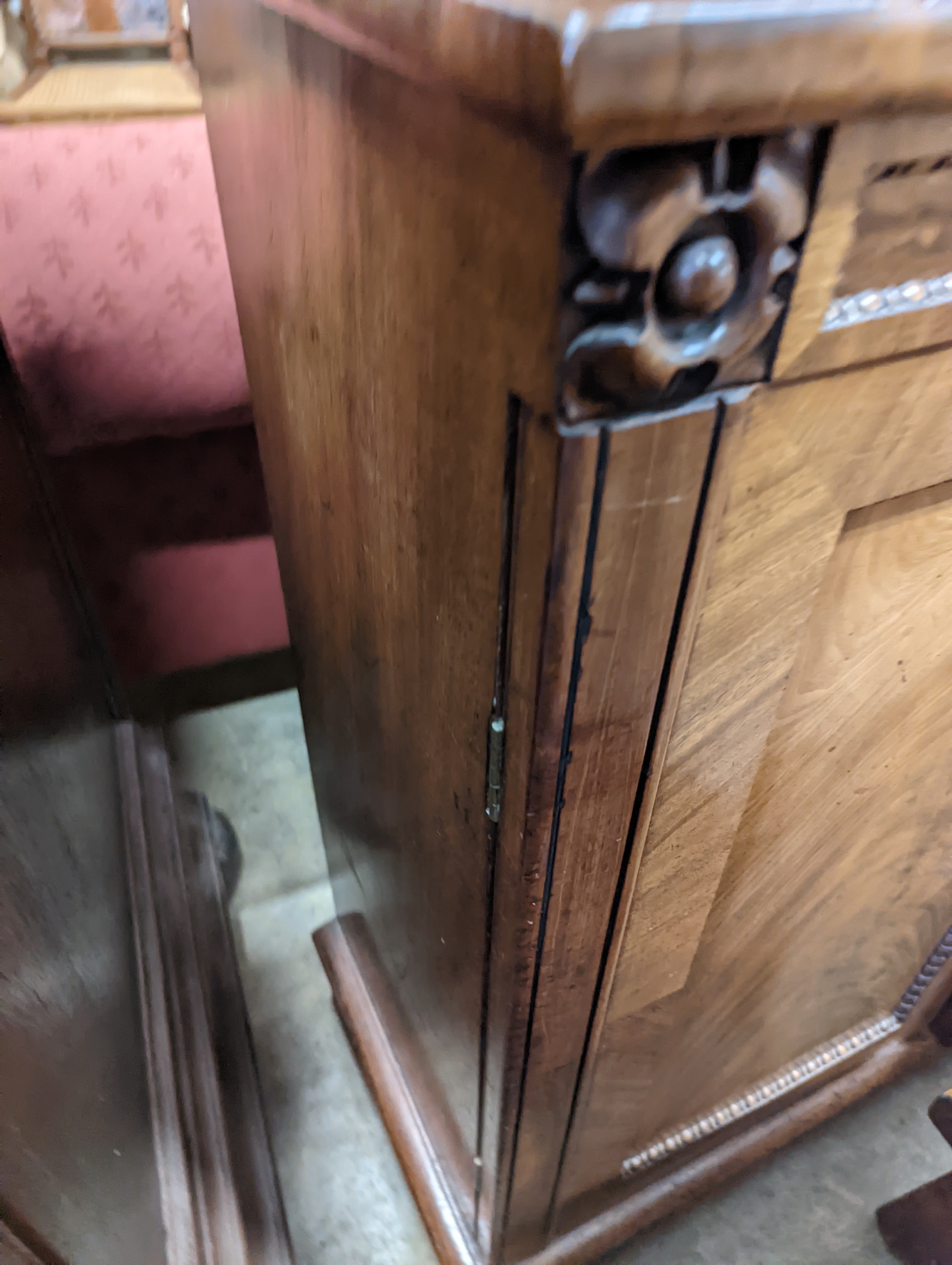 A Regency flamed mahogany chiffonier, width 94cm, depth 38cm, height 143cm